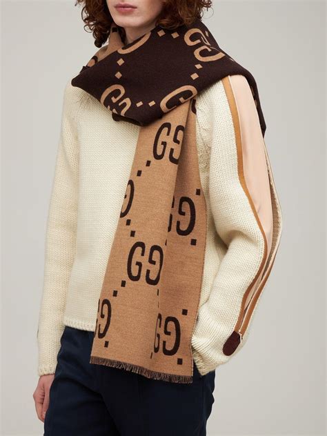 gucci jacquard scarf womens|Gucci jacquard wool scarf v.